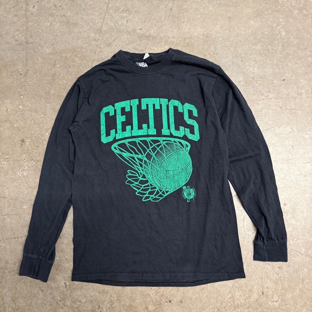 NBA Boston Celtics Long Sleeve Graphic T-Shirt Black Green Mens Small